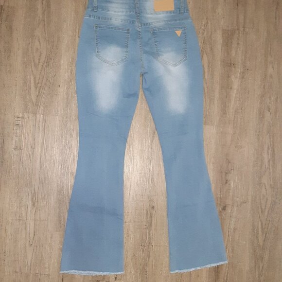Celebrity Ace Jeans * Light Blue * Sz 11/30 * High Waist * Flare * Soft Stretchy - Picture 3 of 13